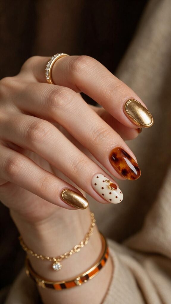 Fall Polka Dot Nails